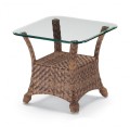 Telescope Casual 24" Square Wicker End Table with Glass Top