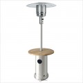 Tall Stainless Steel Patio Heater with Wood Table