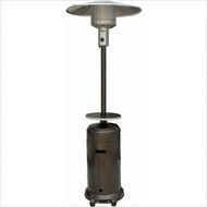 Tall Hammered Bronze Patio Heater with Table