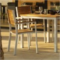 Travira Stainless Steel Armchair with Teak Slats - Set of Four